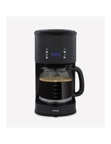 Cafetiere programmable - HKoeNIG - MG32 - 1,5 L (12 tasses) - 1000 W - Ecran LCD - Maintien au chaud - Noir et acier inoxydable