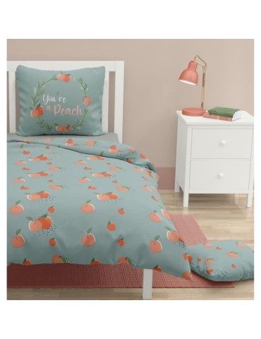 Parure de couette ROUPILLON Peachy - 2 Pcs - 140 x 200 - 100% Coton - Vert