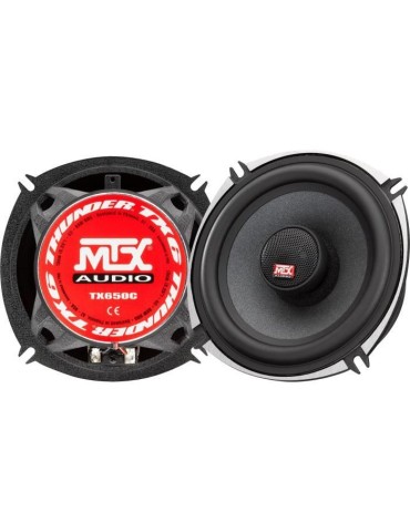 MTX TX650C Haut-parleurs voiture Coaxiaux 13cm 2 voies 80W RMS 4 châssis alu Tweeters néodyme dôme soie Membrane pulpe célul