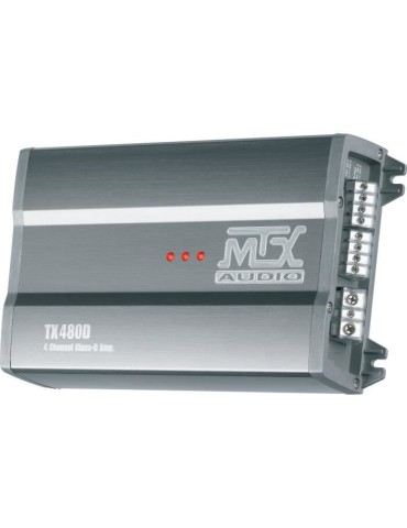 MTX TX480D Amplificateur 12V 4 Canaux Classe-D 4x80W RMS en Aluminium