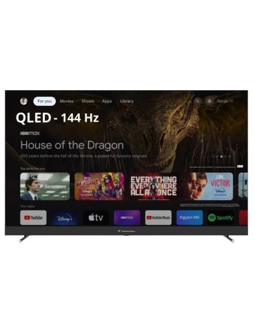 CONTINENTAL EDISON - CELEDGAM65QL24B6 - TV LED - 4K UHD QLED 144Hz- 65 (164 cm) - Smart Google TV - Wifi Bluetooth - 4xHDMI - 3x