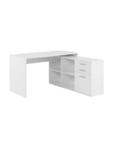 Bureau d'angle London - Panneaux de particules - Décor blanc - 136 x 75 x 139 cm