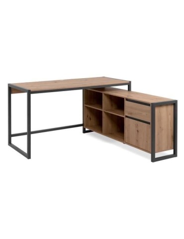 Bureau d'angle réversible Denver - Panneaux de particules - Coloris chene artisan, anthracite - 139 x 75 x 142 cm