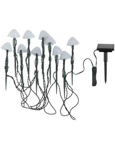 10 mini-champignons lumineux solaires a piquer - LUMISKY - CHAMPY - 3.8 m - Balisage allée - LED blanc chaud