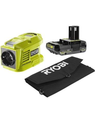 Kit voyage - RYOBI - Panneau Solaire 21 W + Transformateur / chargeur RY18BI150B-0 + 1 batterie lithium+ 18 V 2,0 Ah