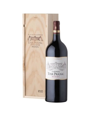 Magnum Coffret Cadeau Caisse Bois - Château Tour Prignac 2018 Médoc Cru Bourgeois - Vin Rouge de Bordeaux