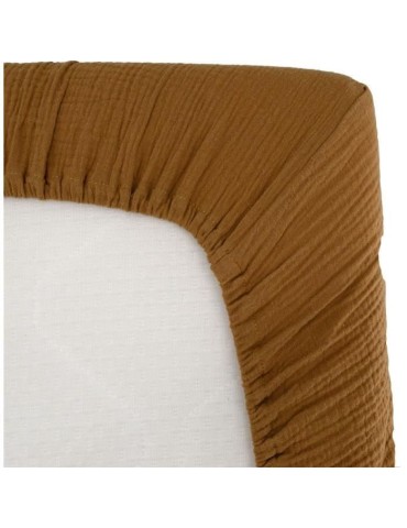 Drap housse lange - DOMIVA - AU FIL DE L'EAU - Caramel - 70 x 140 cm