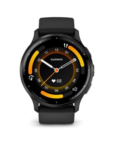 Montre GPS connectée - GARMIN - Venu 3 - WiFi - 35,4 mm (1,4) - Acier Gray, boîtier noir et bracelet en silicone noir