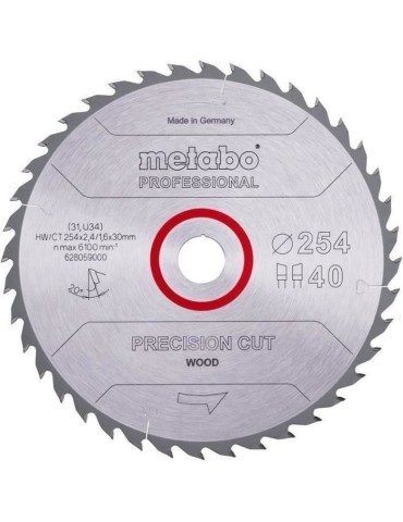 Lame de scie circulaire Pro - METABO - Precision Cut Wood HW/CT 254x30, 40 WZ 20°