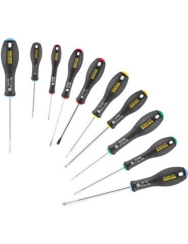 Jeu de 10 Tournevis - STANLEY FATMAX - FMHT0-62128 - Electricien + Mecanicien + Phillips + Pozidriv