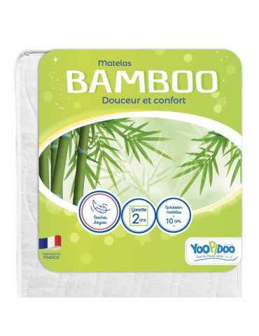 Matelas Bébé Bamboo - YOOPIDOO - 60x120 cm - Viscose Douce et Absorbante - Réversible - Déhoussable