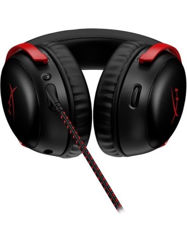 Casque gaming fermé HyperX Cloud III (rouge) avec son spatial DTS Headphone:X et micro amovible a réduction de bruit