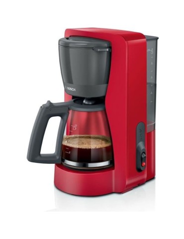 Cafetiere Filtre - BOSCH - TKA2M114 MyMoment - Rouge - Capacité 1,25L - verseuse verre - systeme anti-gouttes