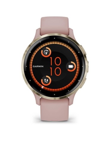 Montre GPS connectée - GARMIN - Venu 3S - 30,4mm (1,2) - Acier Silver, boîtier vert sauge et bracelet en silicone vert sauge