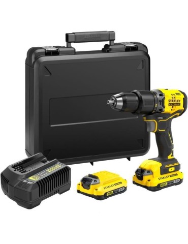 Perceuse visseuse a percussion Brushless 60 Nm - Lithium 18V - 2 Batteries 2Ah - STANLEY FATMAX V20 - SFMCD715D2K-QW