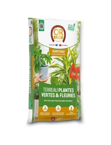 Terreau plantes vertes et fleuries d'intérieur - OR BRUN - OBRTPV20N - 20 L