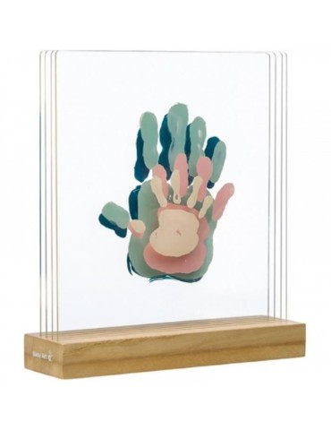 Baby Art Family Touch - Kit Empreintes Mains Famille : Empreintes de Toute la Famille sur Base en Bois, Cadeau Naissance, Baptem