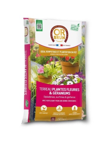 Terreau plantes fleuries et geraniums - OR BRUN - OBRTGER20N - 20 L