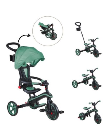 Tricycle évolutif EXPLORER 4 EN 1 PLIABLE - GLOBBER - Olive - Draisienne - de 10 mois a 5 ans - Montage sans outils