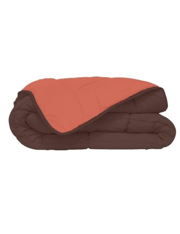 Couette Microfibre 400g/m² CALGARY Chocolat & Corail 200x200cm