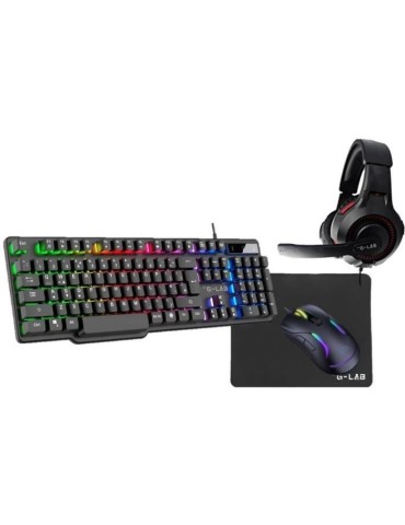 COMBO GAMING 4en1 - THE G-LAB - COMBO-SULFUR/FR - Clavier et Souris rétroéclairé Gaming + Casque Gaming + Tapis de souris