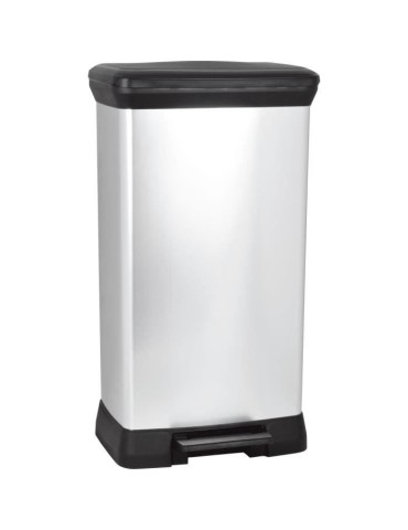 CURVER Poubelle a pédale - 50 litres - Aspect métal - Plastique recyclé