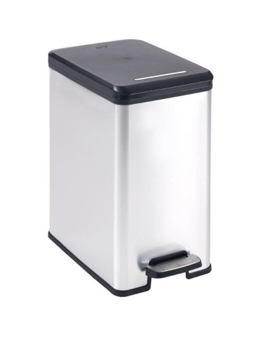 Poubelle Slim - SLIM BIN - CURVER - 25L - Design compact - 41 x 27 x 55 cm - Gris métallisé