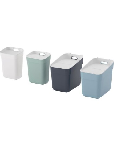 Lot de 4 Poubelles - READY TO COLLECT - CURVER - 2 x 10 L + 2 x 20 L - Blanc/Vert/Bleu/Gris