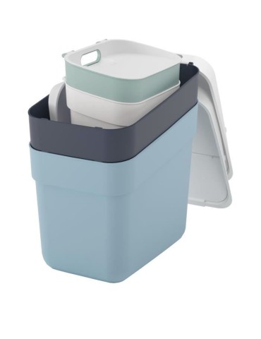 Lot de 4 Poubelles - READY TO COLLECT - CURVER - 5 L + 10 L + 2 x 20 L - Blanc/Vert/Bleu/Gris