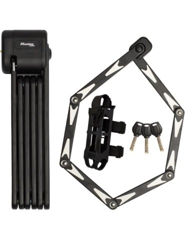 Antivol Vélo Pliable - MASTER LOCK - 8333EURDPRO - Acier Trempé, 3 Clés, Certifié, Support Inclus