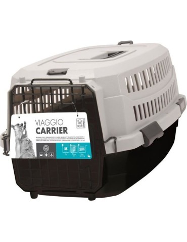 M-PETS Caisse de transport Viaggio Carrier S - 58,4x38,7x33cm - Noir et gris - Pour chien et chat