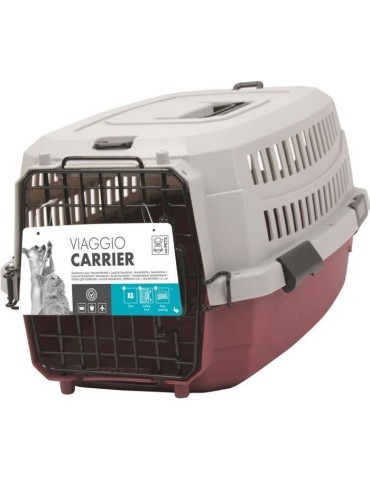 M-PETS Caisse de transport Viaggio Carrier S - 58,4x38,7x33cm - Bordeaux et gris - Pour chien et chat