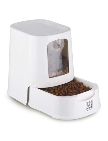 MPETS Distributeur de croquettes Lena avec couvercle 2L - Blanc - Pour chien et chat