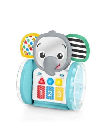 BABY EINSTEIN Jouet a roulettes Petit Eléphant, Musique et Lumieres, Interactif et Multilingue, Développement de la motricité