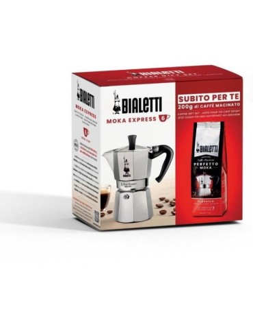 Cafetiere italienne + 1 Café Perfetto Moka Classico - BIALETTI - MOKA - 3 tasses - 0,30 L - Paquet de 250 g - Argent