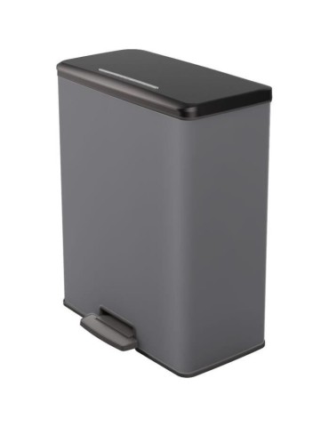 Poubelle Duo Rectangle - DECO BIN - CURVER - 52L (26+26L) - 49 x 32 x 61 cm - Anthracite