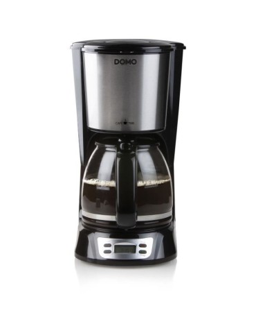 Cafetiere Filtre - DOMO - DO708K - 1000 W - 1,5 L - 12 tasses - Ecran LCD - Minuteur 24 h - Noir et acier inoxydable