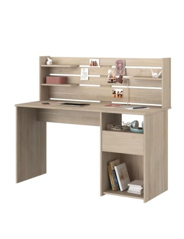 Bureau avec réhausse ESCALE - Décor chene - L 138 x P 60 x H 120 cm - PARISOT