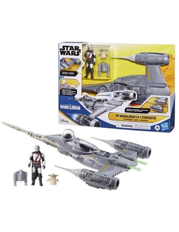 Vaisseau The Mandalorian's N-1 Starfighter, figurines Grogu et Mandalorien de 10 cm, jouet pour enfant des 4 ans, Star Wars Ep