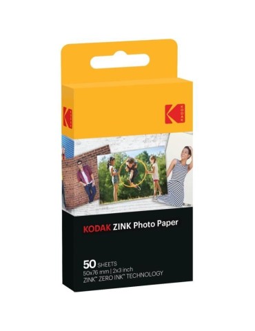 KODAK - Papier ZINK 2 x 3 Pack de 50 feuilles pour appareil PRINTOMATIC - Papier premium - Couleurs vives HD - Anti-bavures