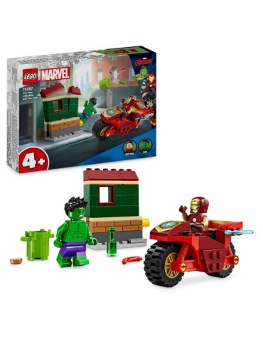 LEGO Marvel 76287 Iron Man avec une Moto et Hulk, Set Avengers avec Minifigurines