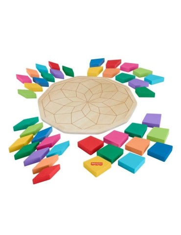 Fisher-Price-Puzzle Mandala en Bois-Puzzle 40 pieces motif géométrique HXT94