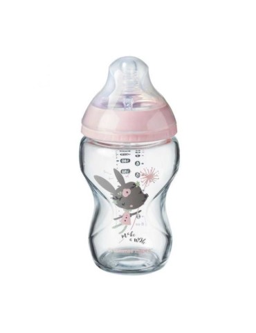 Tomme Tippee Closer to Nature Biberon Verre Rose Panda +0m 250ml