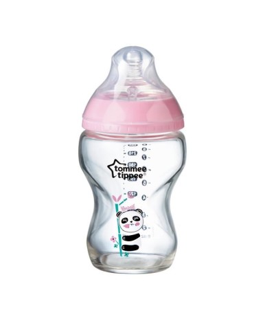 TOMMEE TIPPEE Biberon en Verre Closer to Nature, 250ml, Bleu Décoré