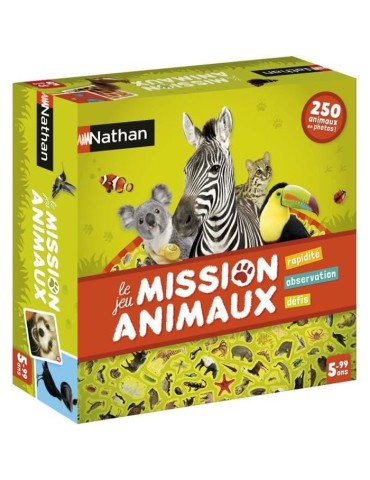 Jeu de Société - NATHAN - Mission Animaux - Observation et Rapidité - 250 Photos Réelles