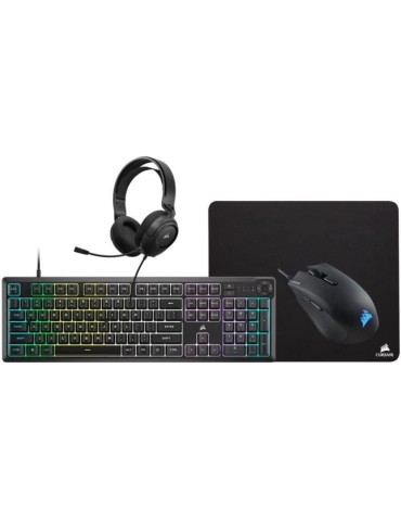 Pack Gaming CORSAIR 4 en 1 - Clavier K55 + Souris gaming HARPOON RGB PRO + Tapis de souris MM100 + Casque multiplateforme HS35