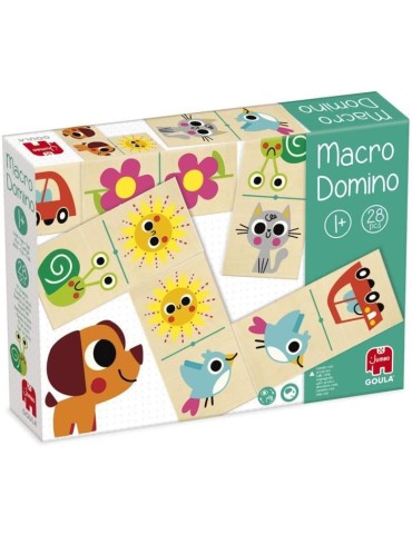 Jeu éducatif - GOULA - Macro Domino - Animaux et objets du quotidien avec grandes pieces en bois