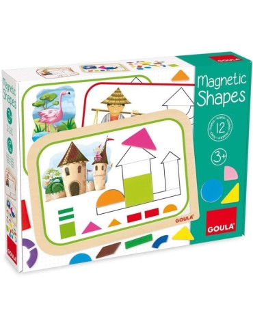 Jeu éducatif - GOULA - Coffret formes magnétiques - 12 activités avec 24 pieces en bois