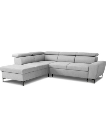 Canapé d'angle convertible réversible avec coffre - 5 places - KASIMIR - Tissu gris - 258 x 79/98 x 219 cm