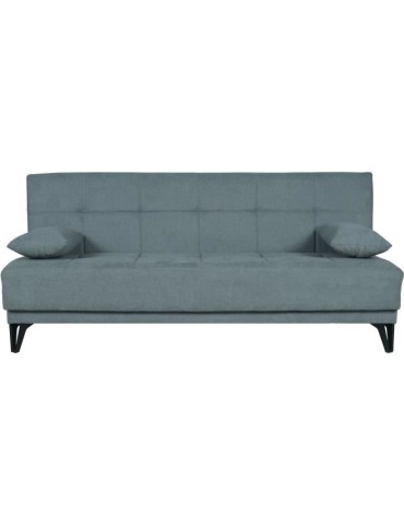 Banquette convertible 3 places - LIMRA - Tissu menthe- 2 coussins - Coffre de rangement - 190 x 87 x 87 cm